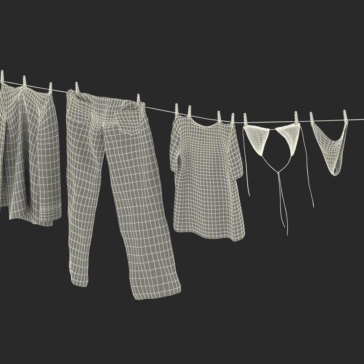 Clothes Line 2 3D model