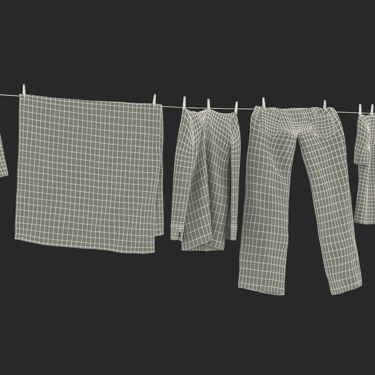 Clothes Line 2 3D model