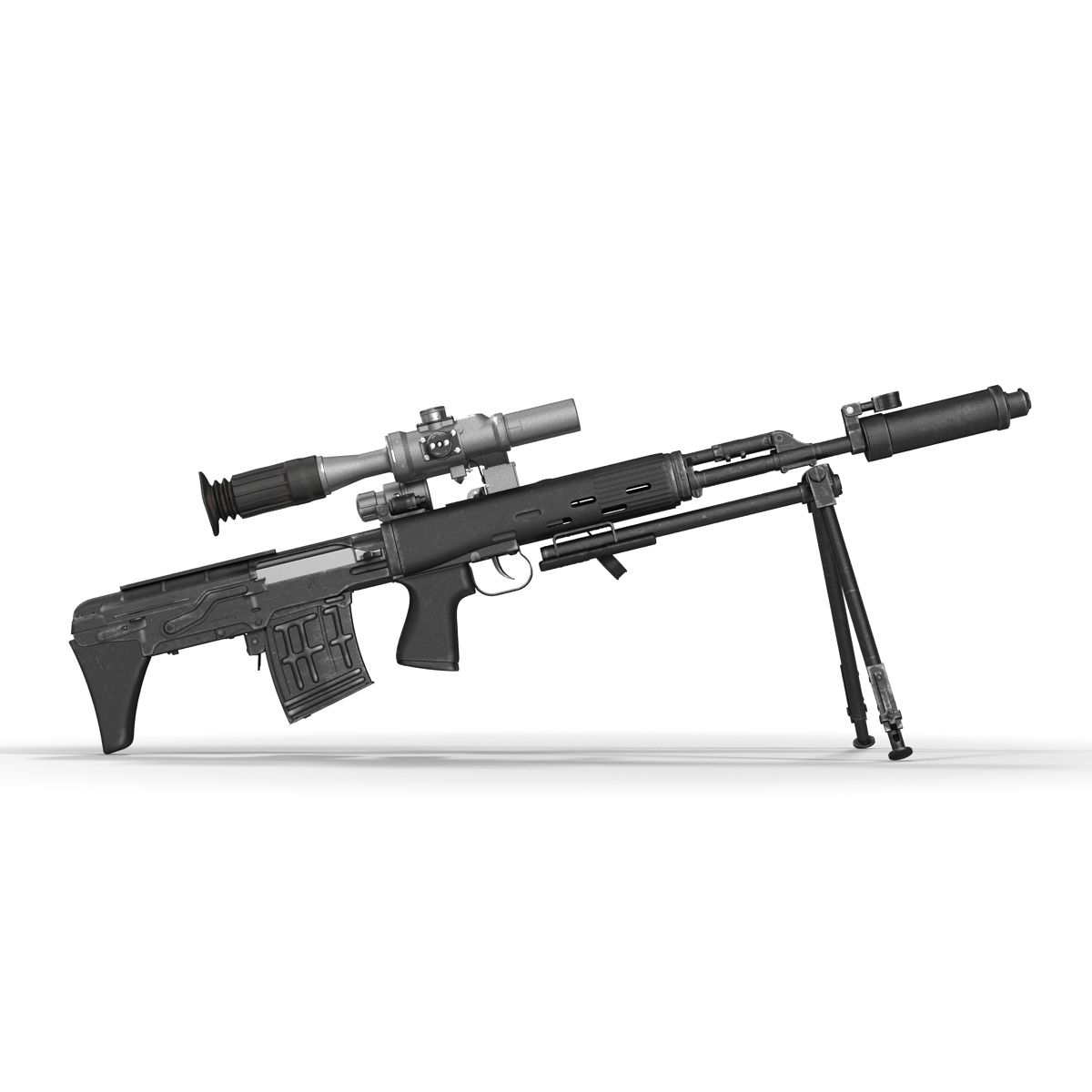 3D Bullpup Sniper Rifle Dragunov SVU model