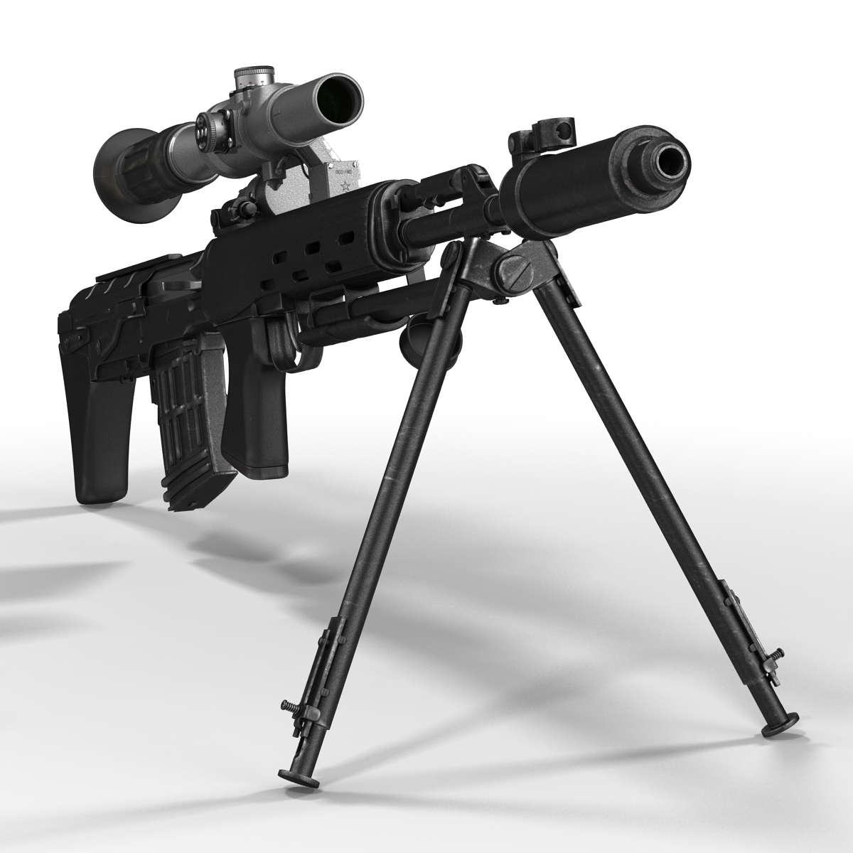 3D Bullpup Sniper Rifle Dragunov SVU model