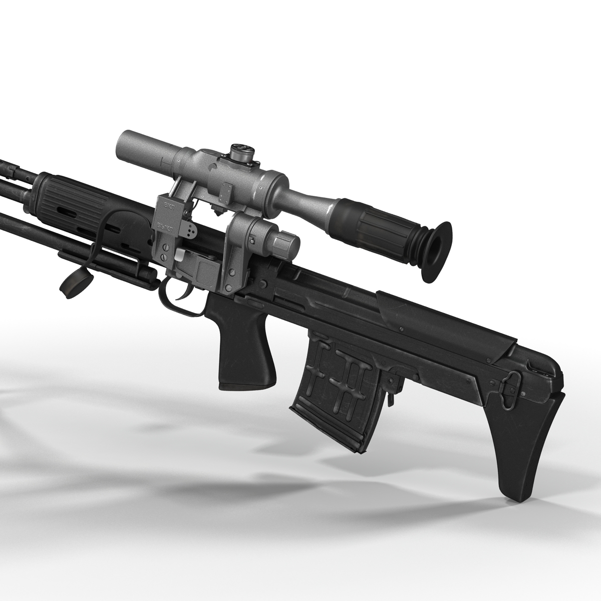 3D Bullpup Sniper Rifle Dragunov SVU model