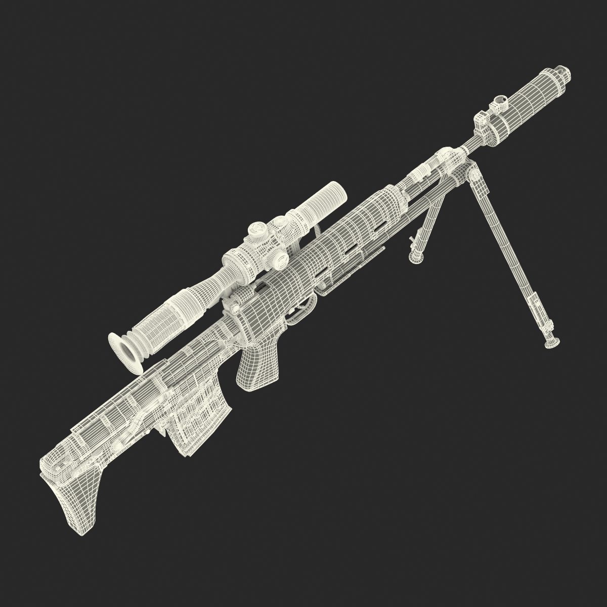 3D Bullpup Sniper Rifle Dragunov SVU model