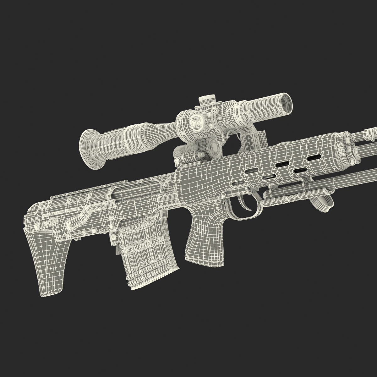 3D Bullpup Sniper Rifle Dragunov SVU model