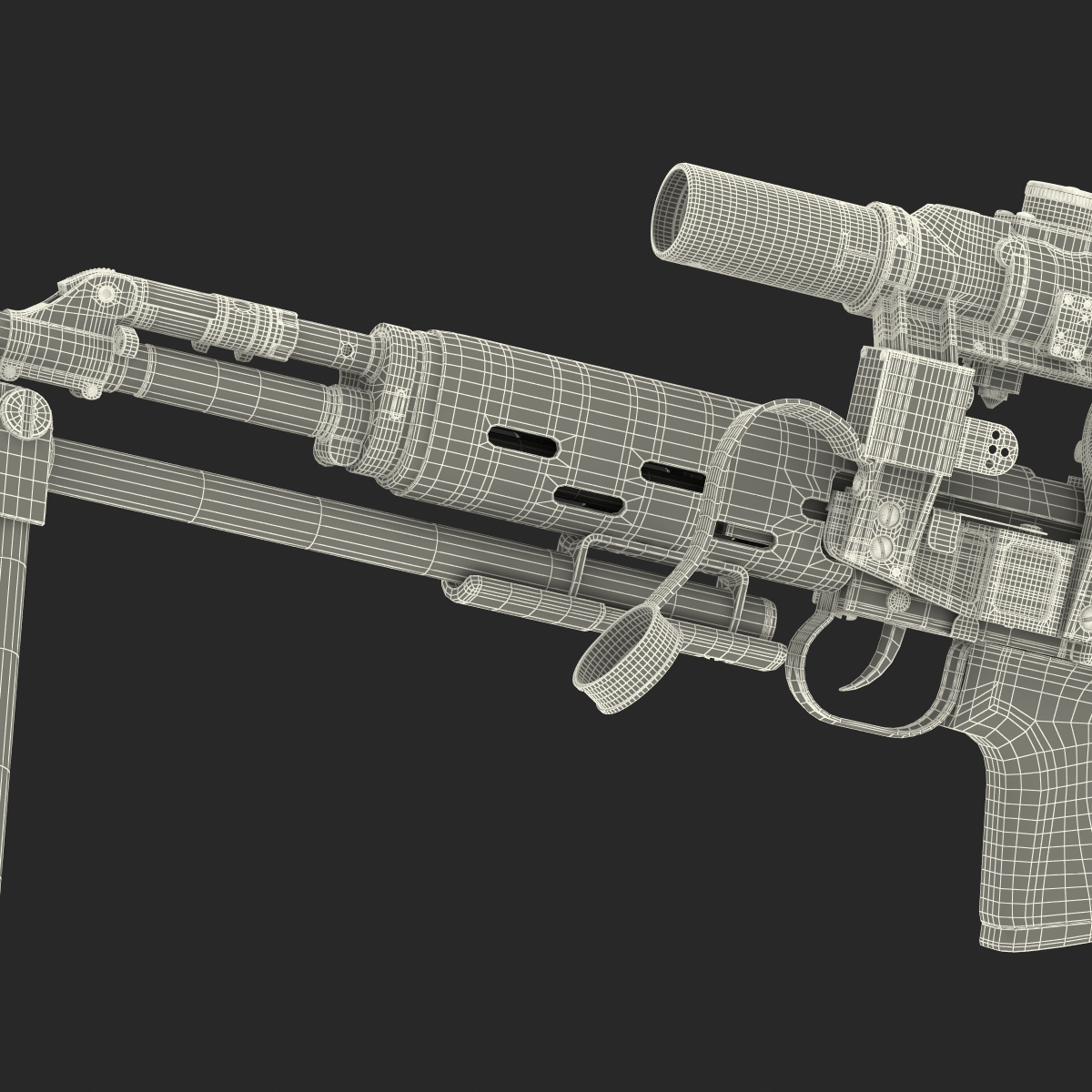 3D Bullpup Sniper Rifle Dragunov SVU model