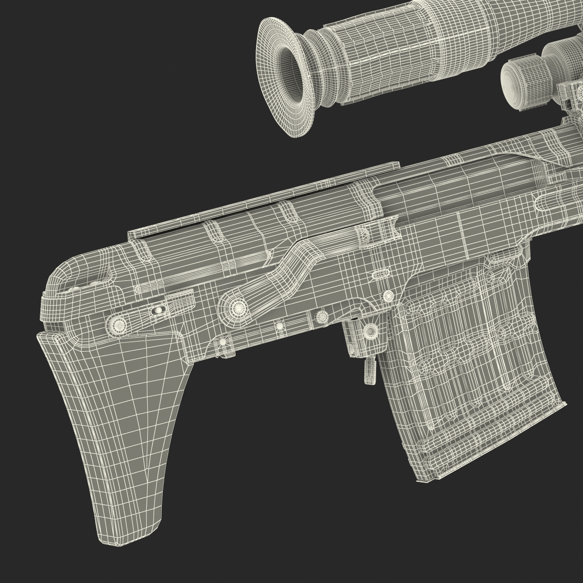 3D Bullpup Sniper Rifle Dragunov SVU model