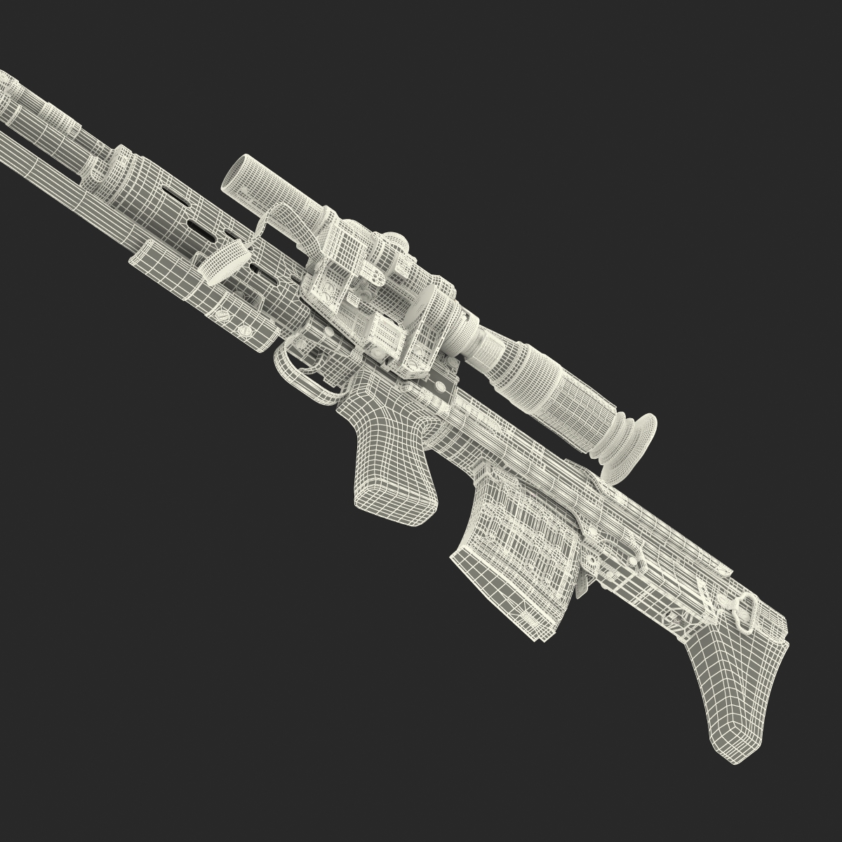 3D Bullpup Sniper Rifle Dragunov SVU model