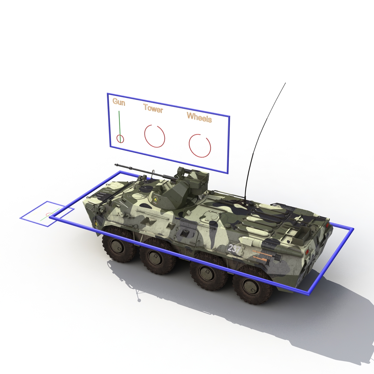 BTR 80A Rigged 3D model