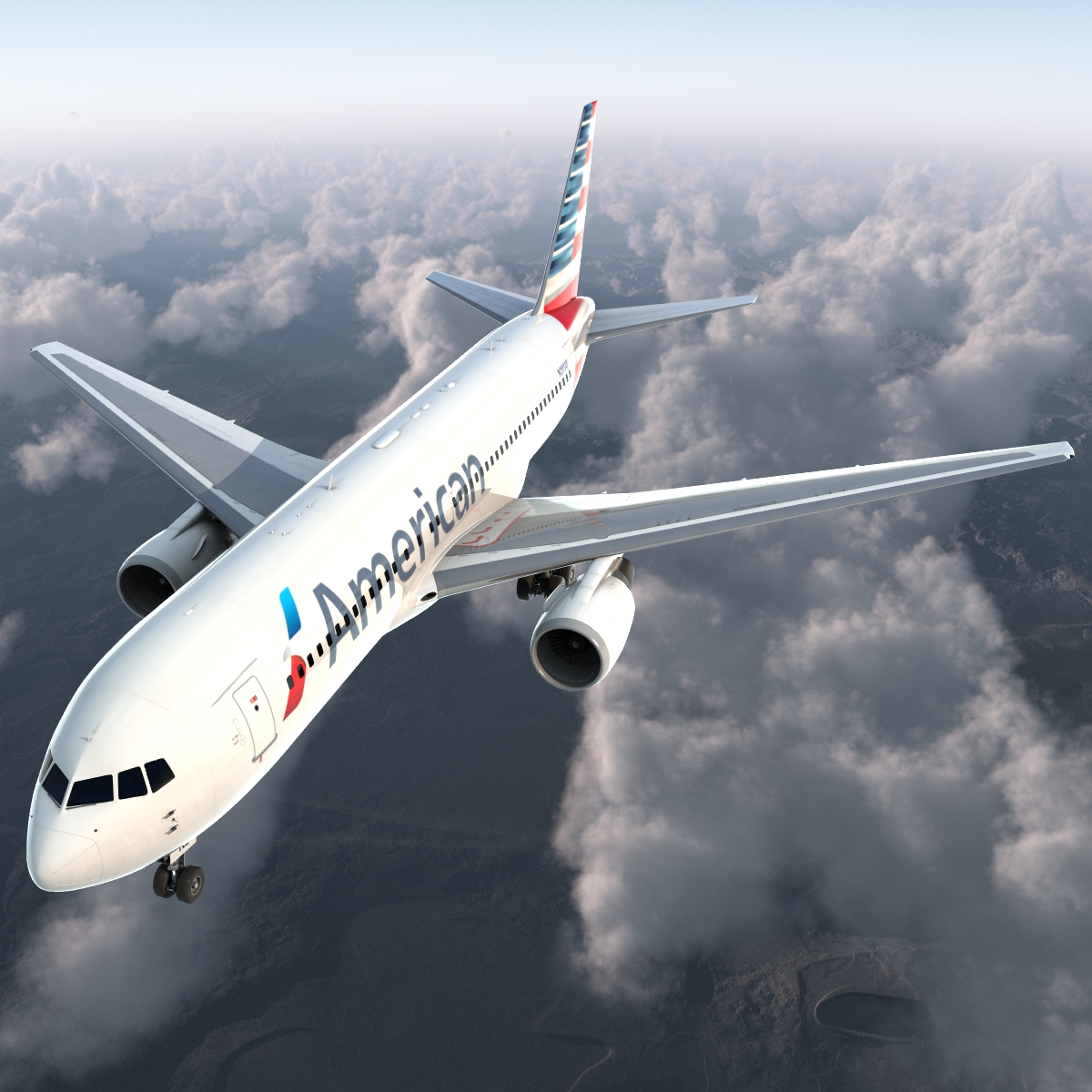 Boeing 767 200 American Airlines Rigged 3D model