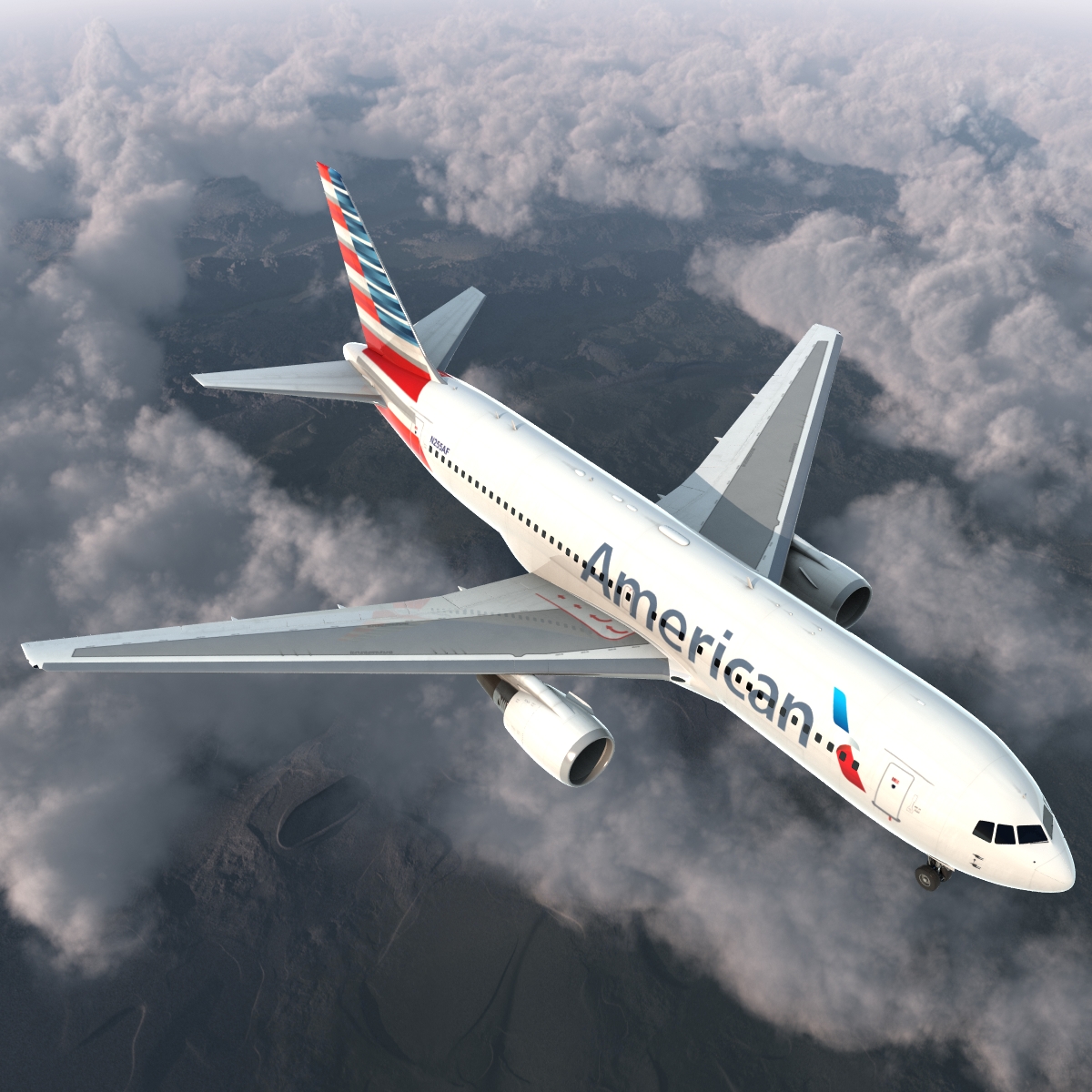 Boeing 767 200 American Airlines Rigged 3D model