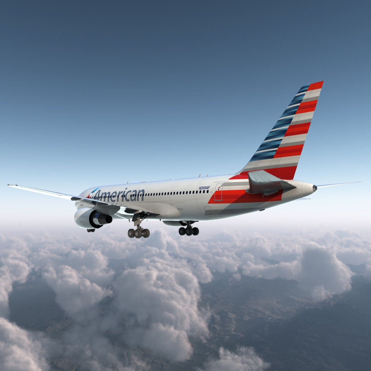 Boeing 767 200 American Airlines Rigged 3D model