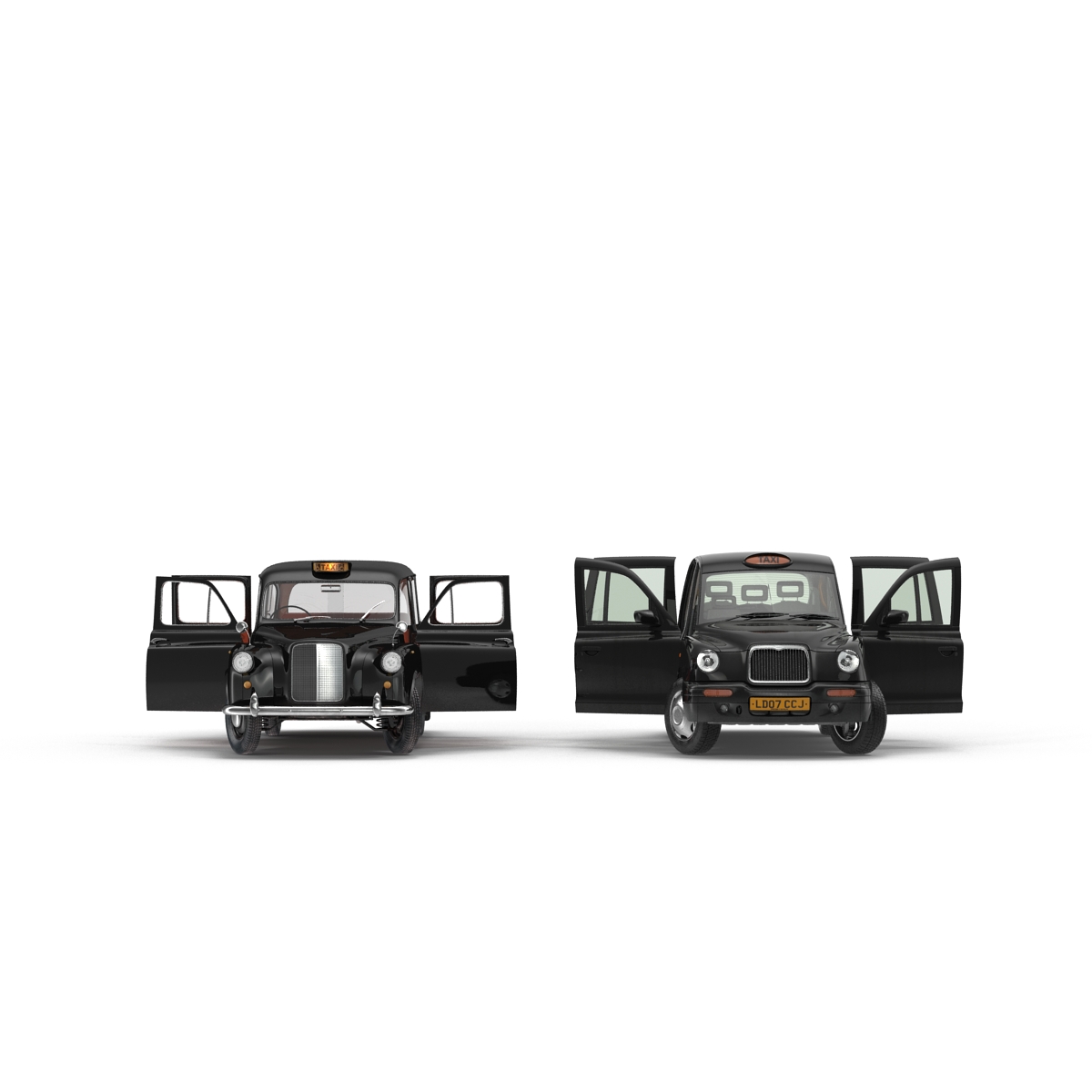 3D model London Bus and Taxi Rigged Vehicle Set 2