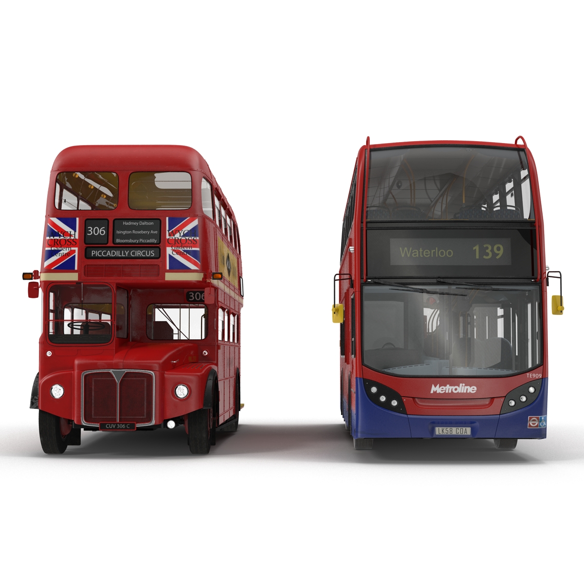 3D model London Bus and Taxi Rigged Vehicle Set 2