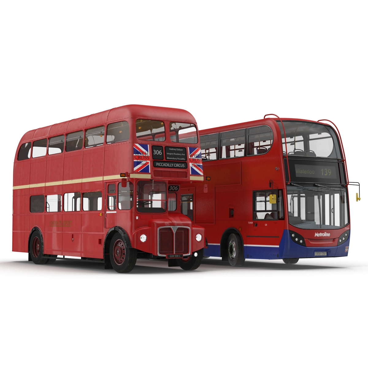 3D model London Bus and Taxi Rigged Vehicle Set 2