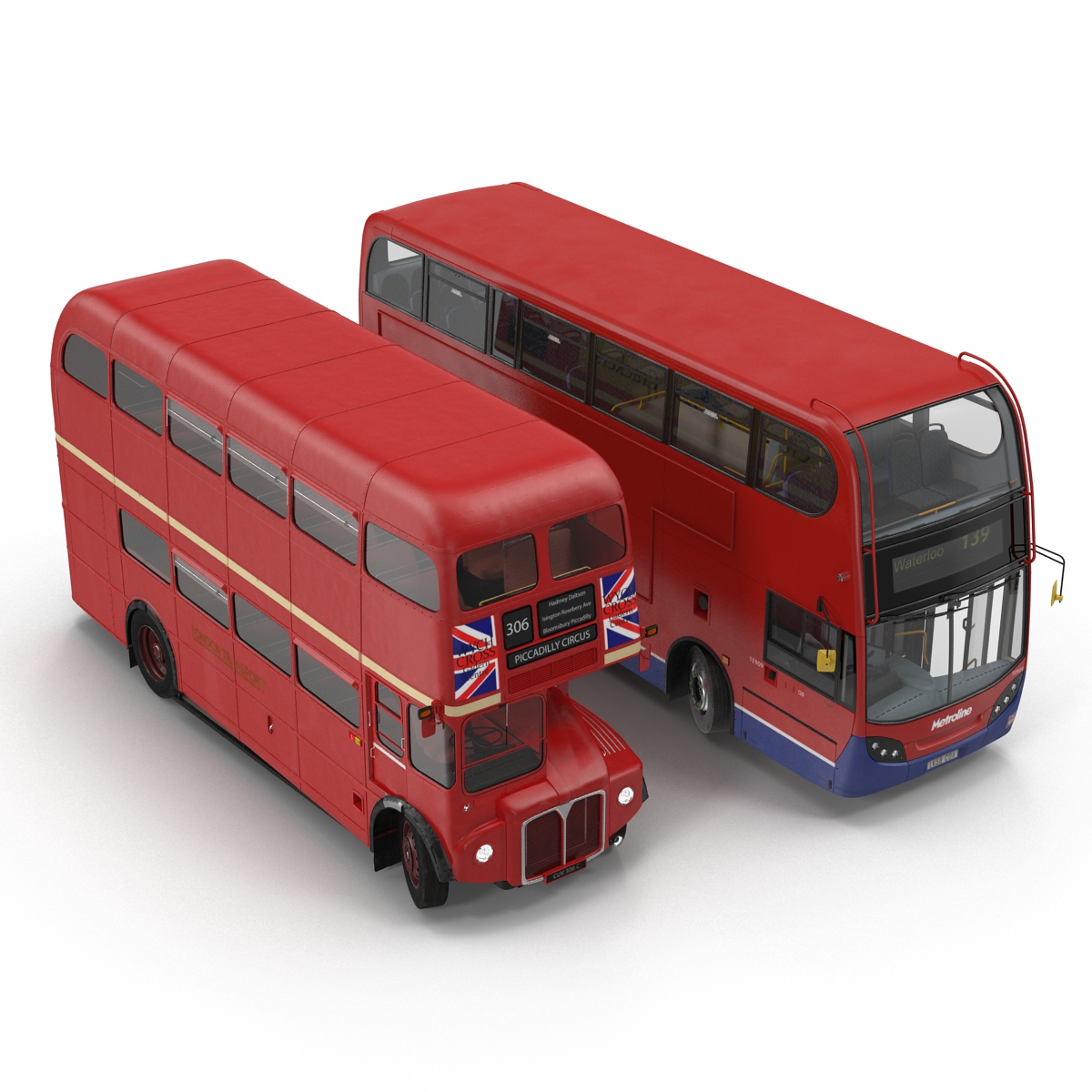 3D model London Bus and Taxi Rigged Vehicle Set 2