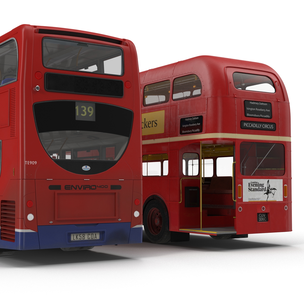 3D model London Bus and Taxi Rigged Vehicle Set 2