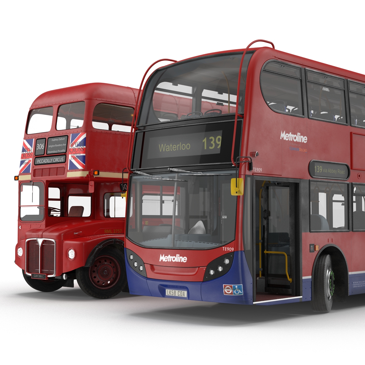 3D model London Bus and Taxi Rigged Vehicle Set 2