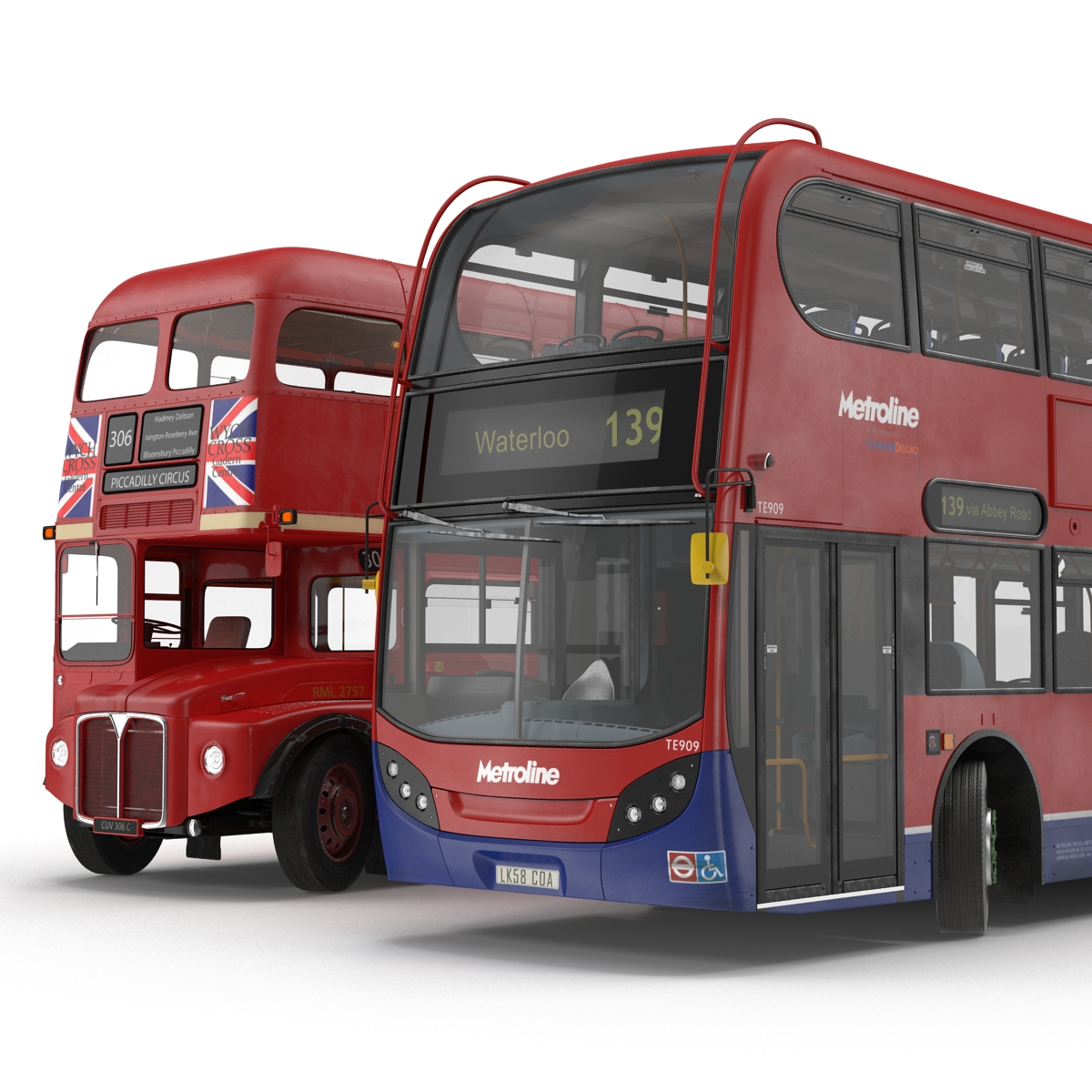 3D model London Bus and Taxi Rigged Vehicle Set 2