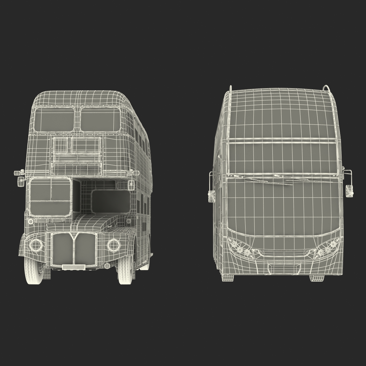 3D model London Bus and Taxi Rigged Vehicle Set 2