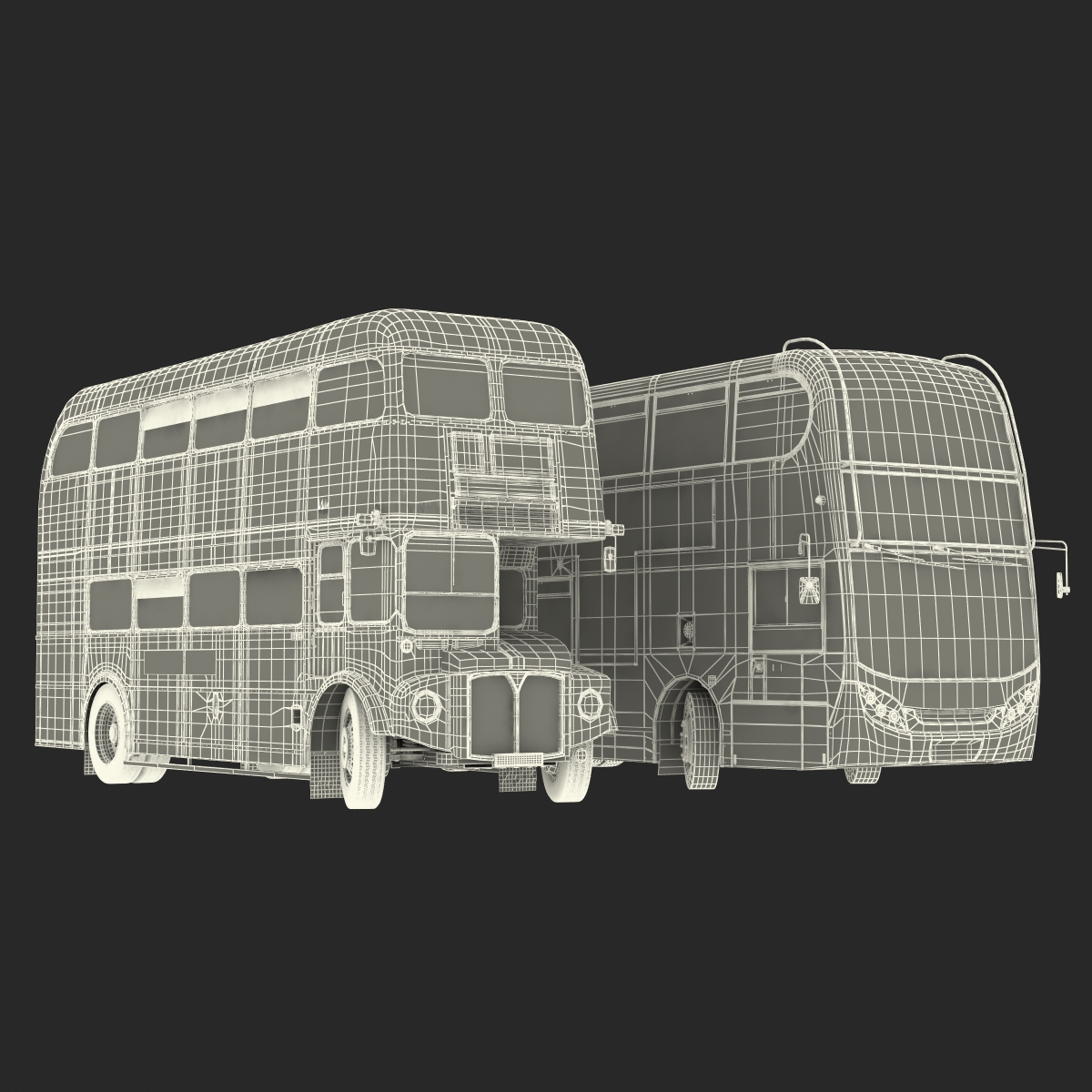 3D model London Bus and Taxi Rigged Vehicle Set 2