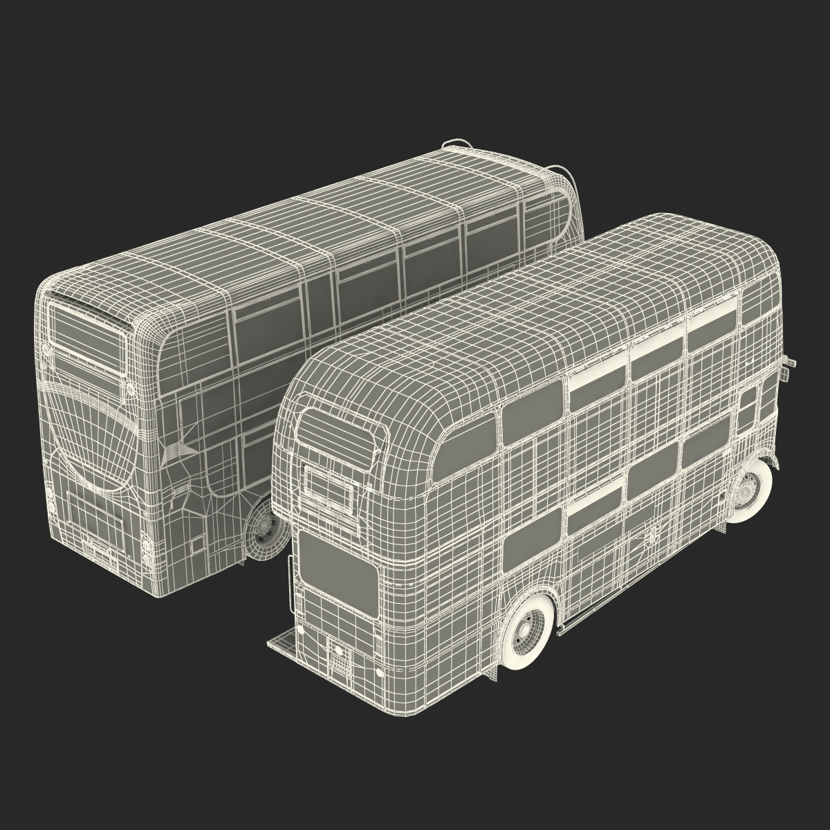 3D model London Bus and Taxi Rigged Vehicle Set 2