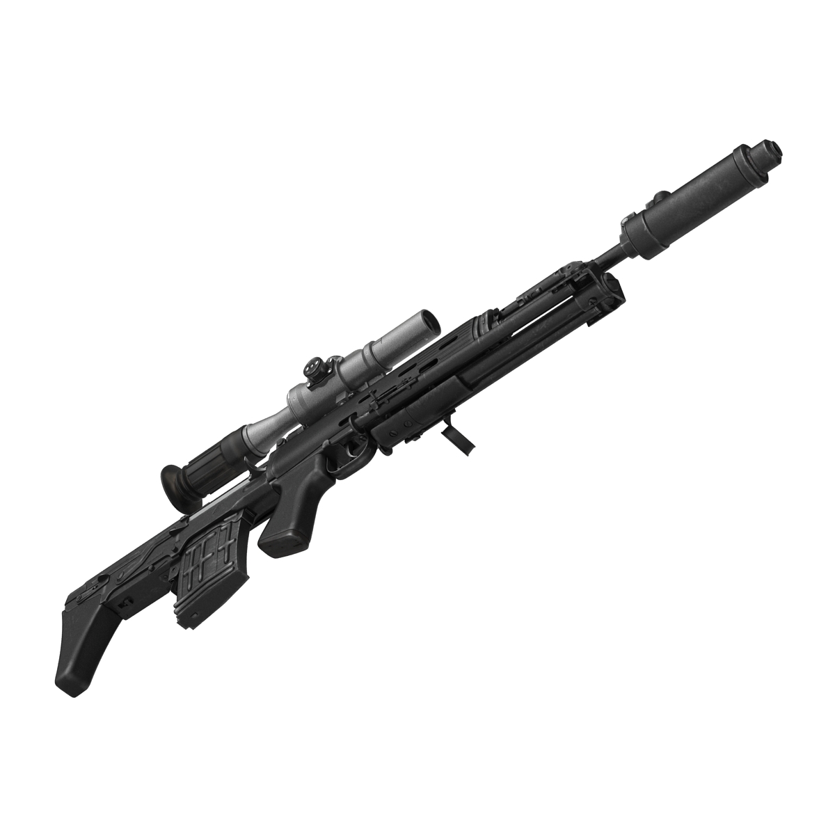 3D Bullpup Sniper Rifle Dragunov SVU model