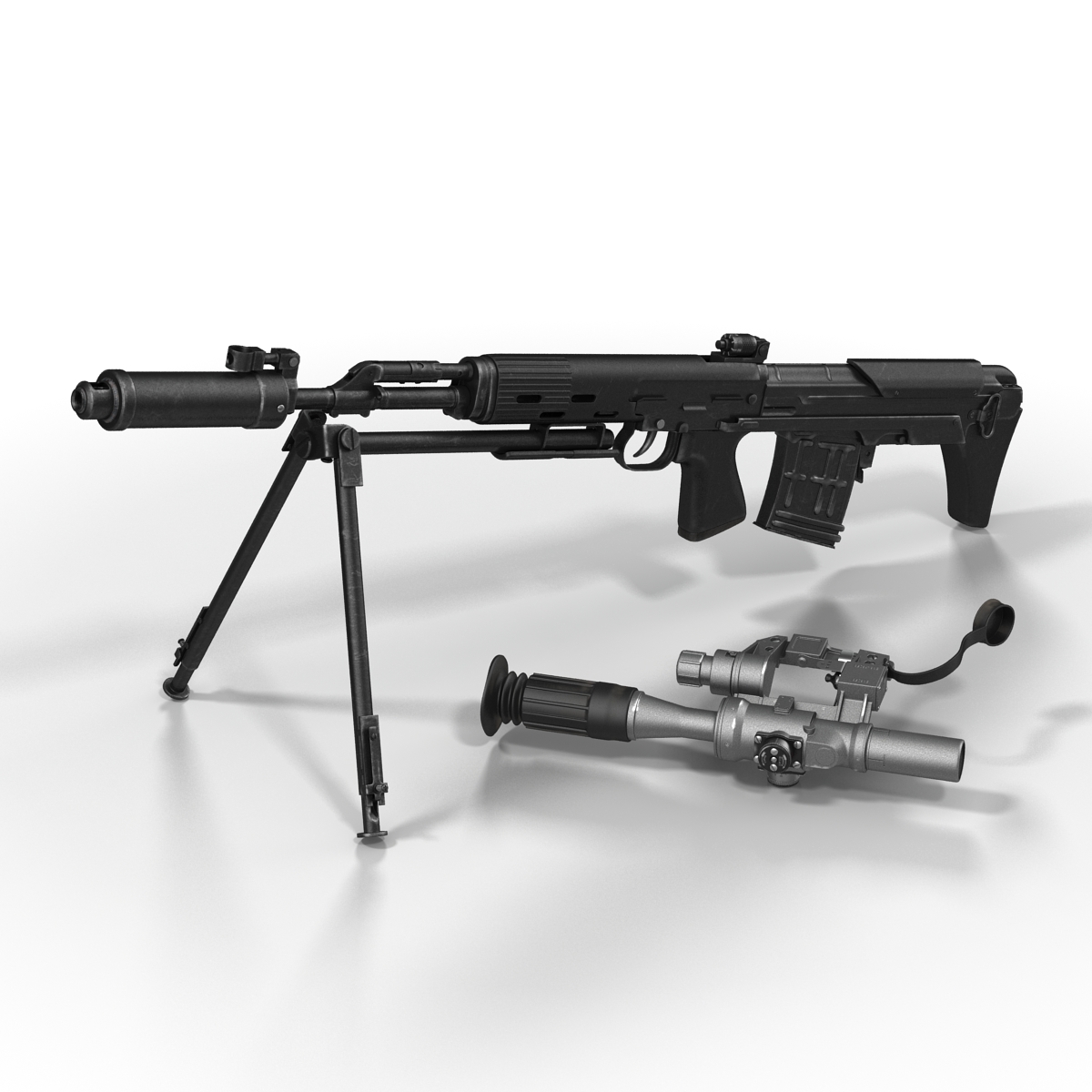 3D Bullpup Sniper Rifle Dragunov SVU model