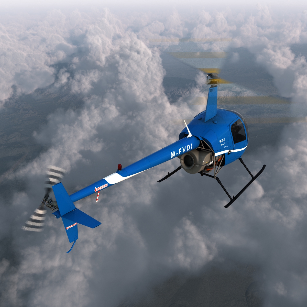 3D model Helicopter Robinson R22 Rigged