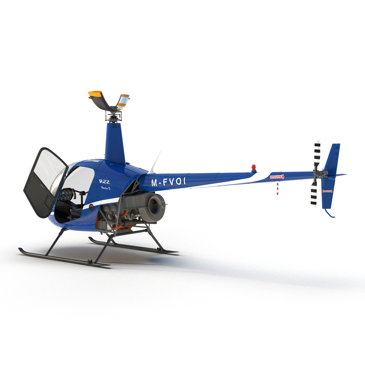 3D model Helicopter Robinson R22 Rigged