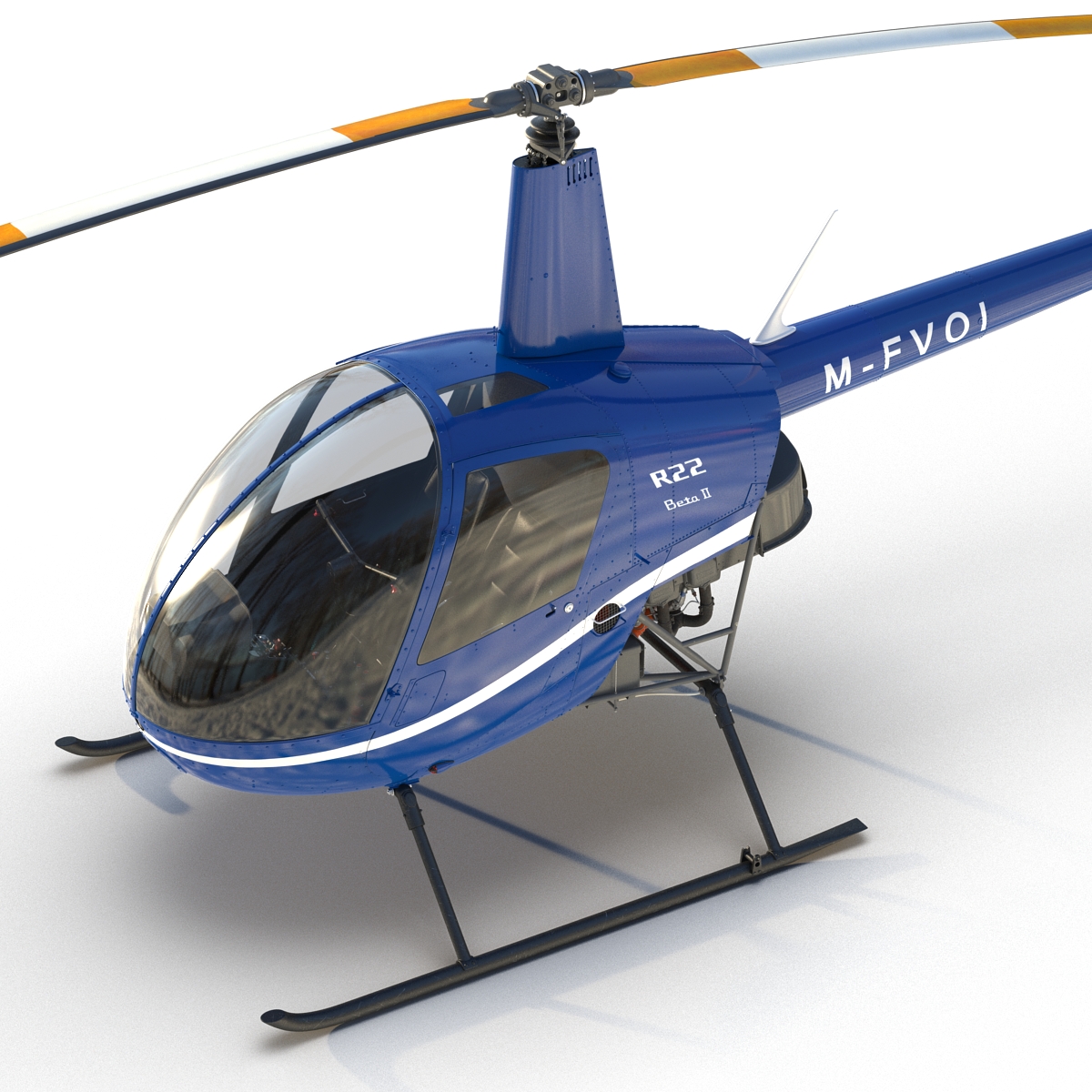 3D model Helicopter Robinson R22 Rigged