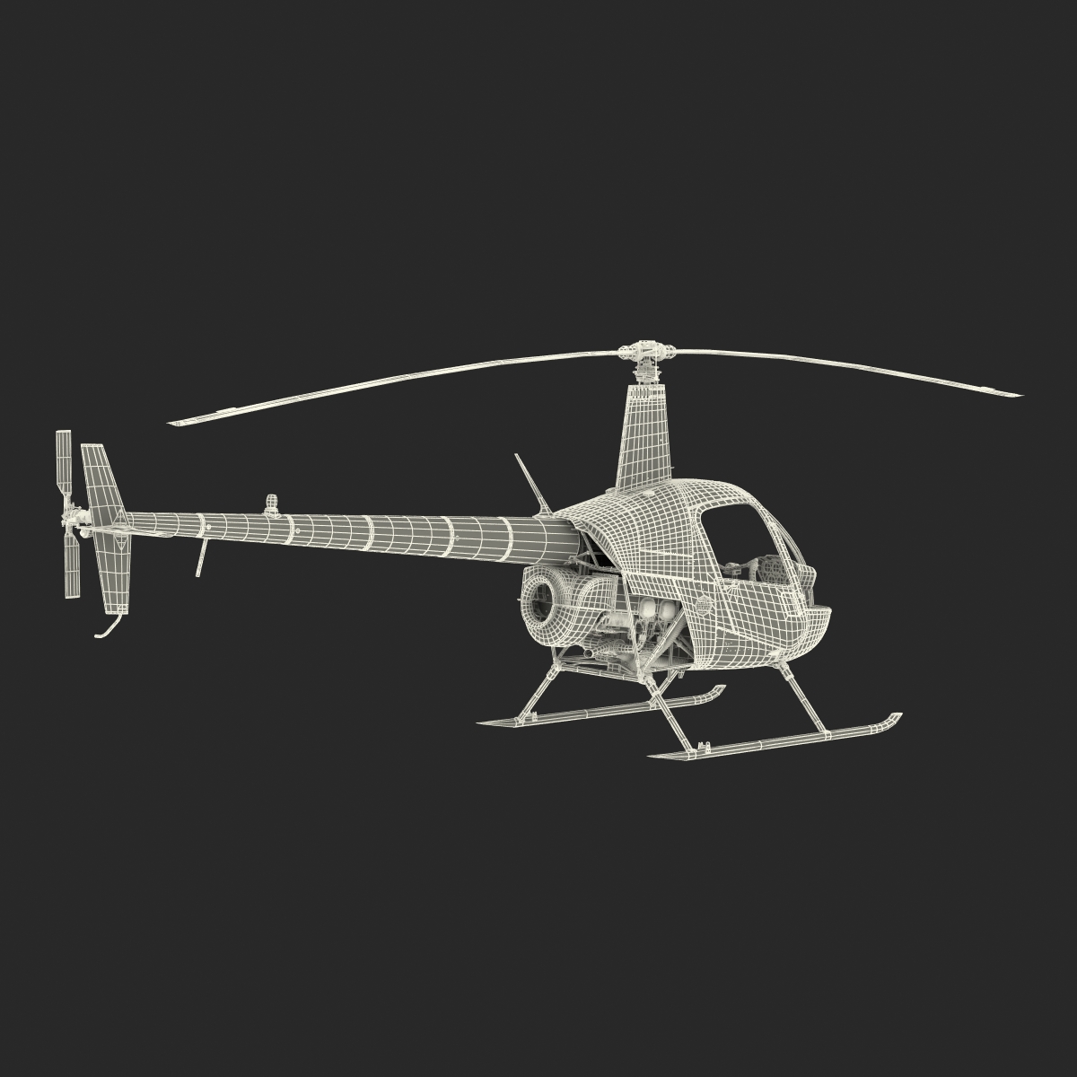 3D model Helicopter Robinson R22 Rigged