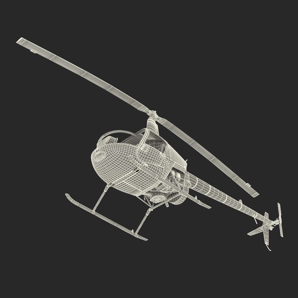 3D model Helicopter Robinson R22 Rigged