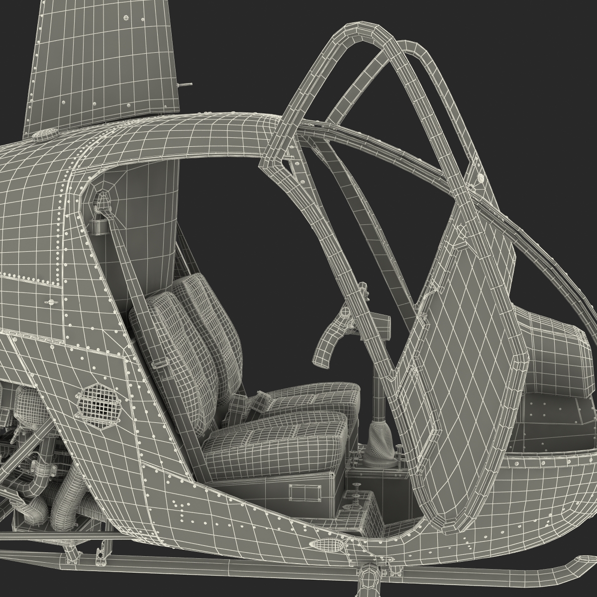 Helicopter Robinson R22 Rigged Yellow 3D