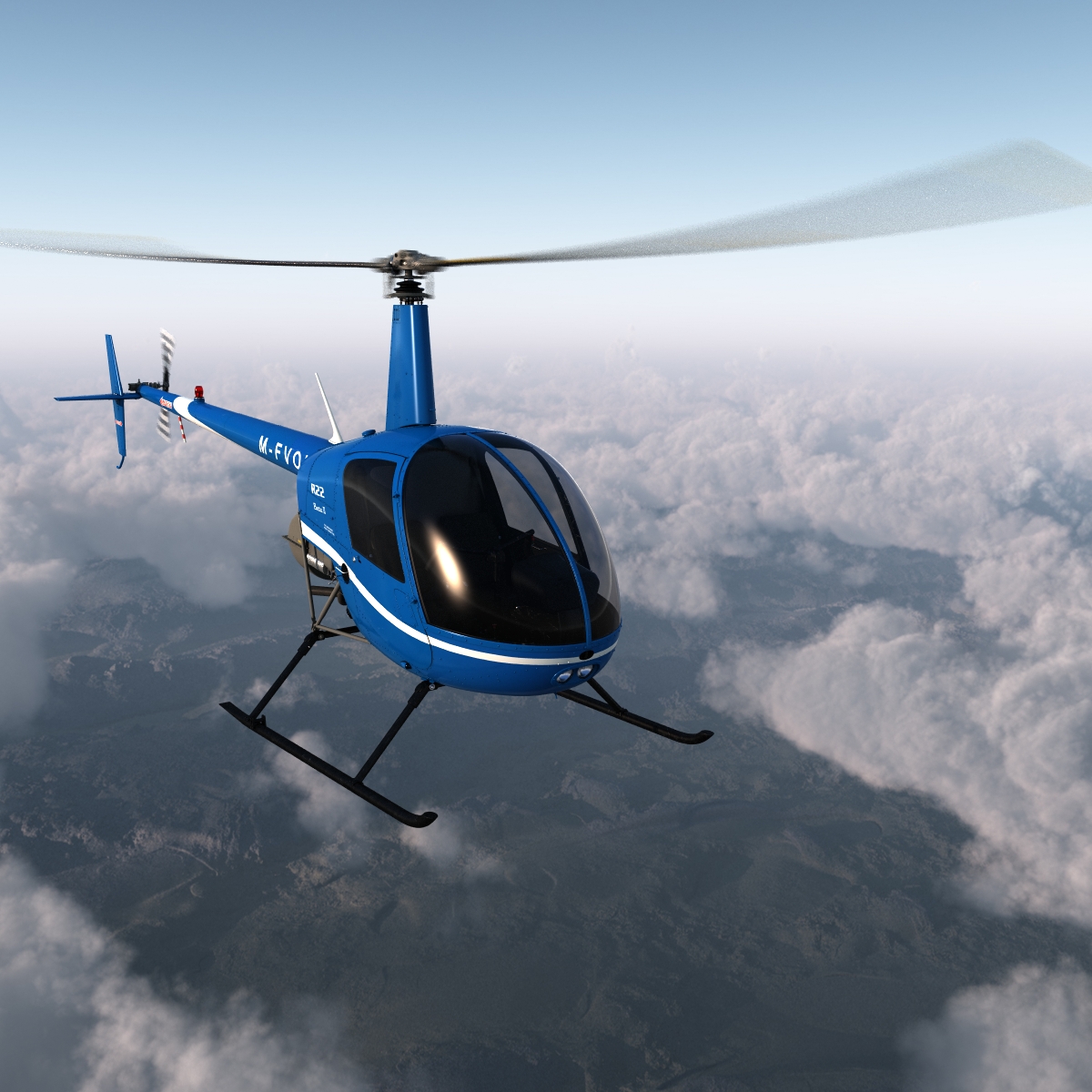 3D Helicopter Robinson R22 model