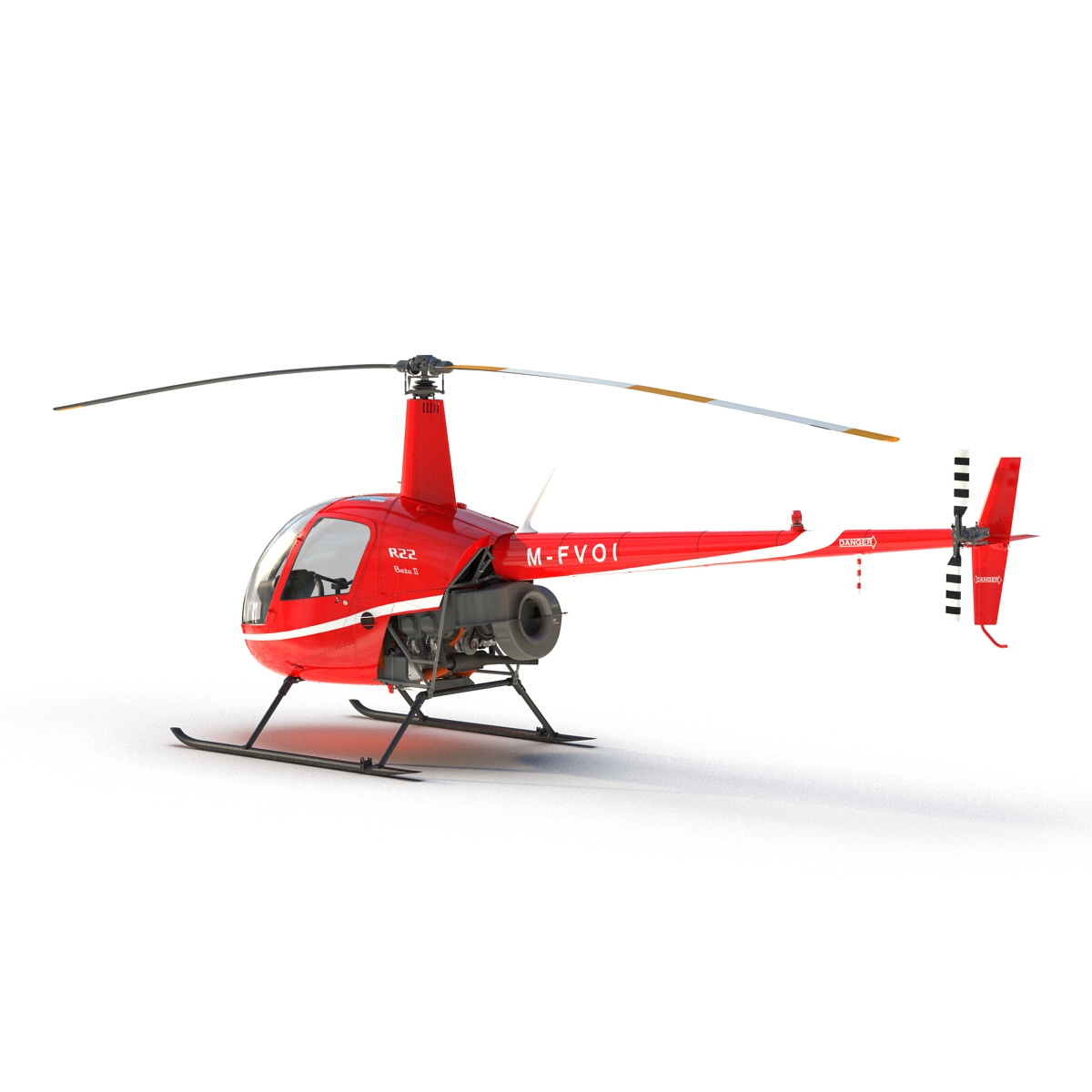 Helicopter Robinson R22 Red 3D