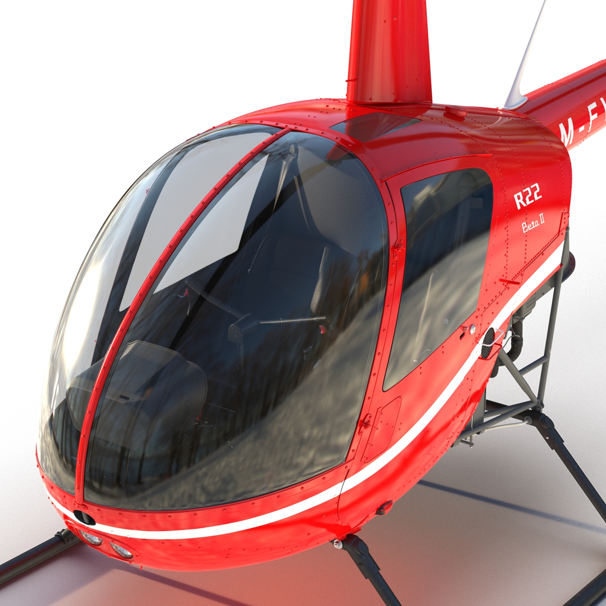 Helicopter Robinson R22 Red 3D