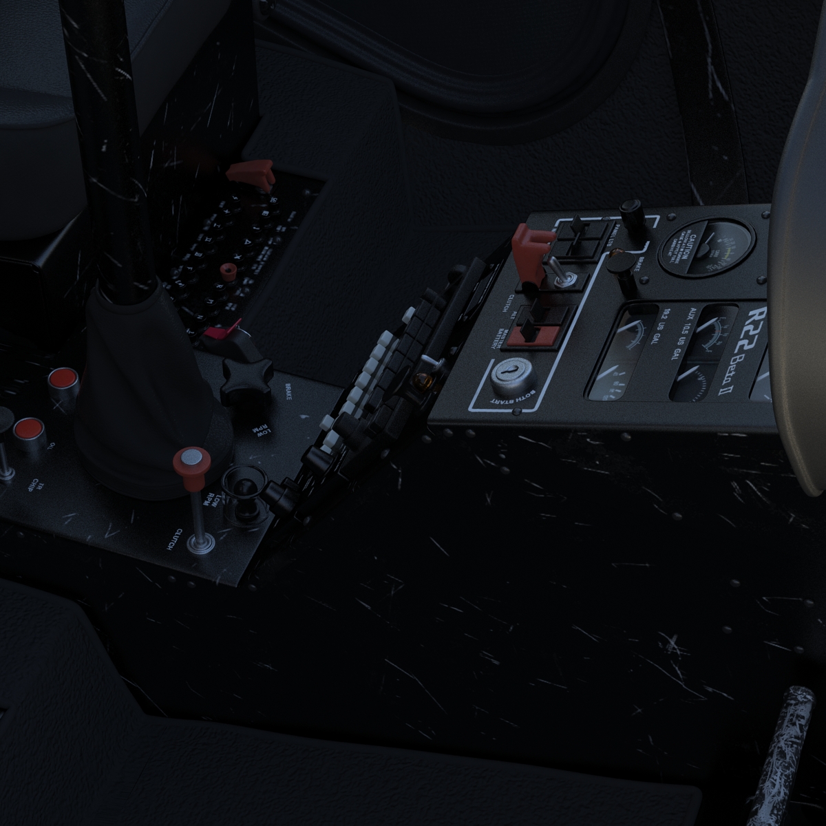 Light Helicopter Cockpit 3D model