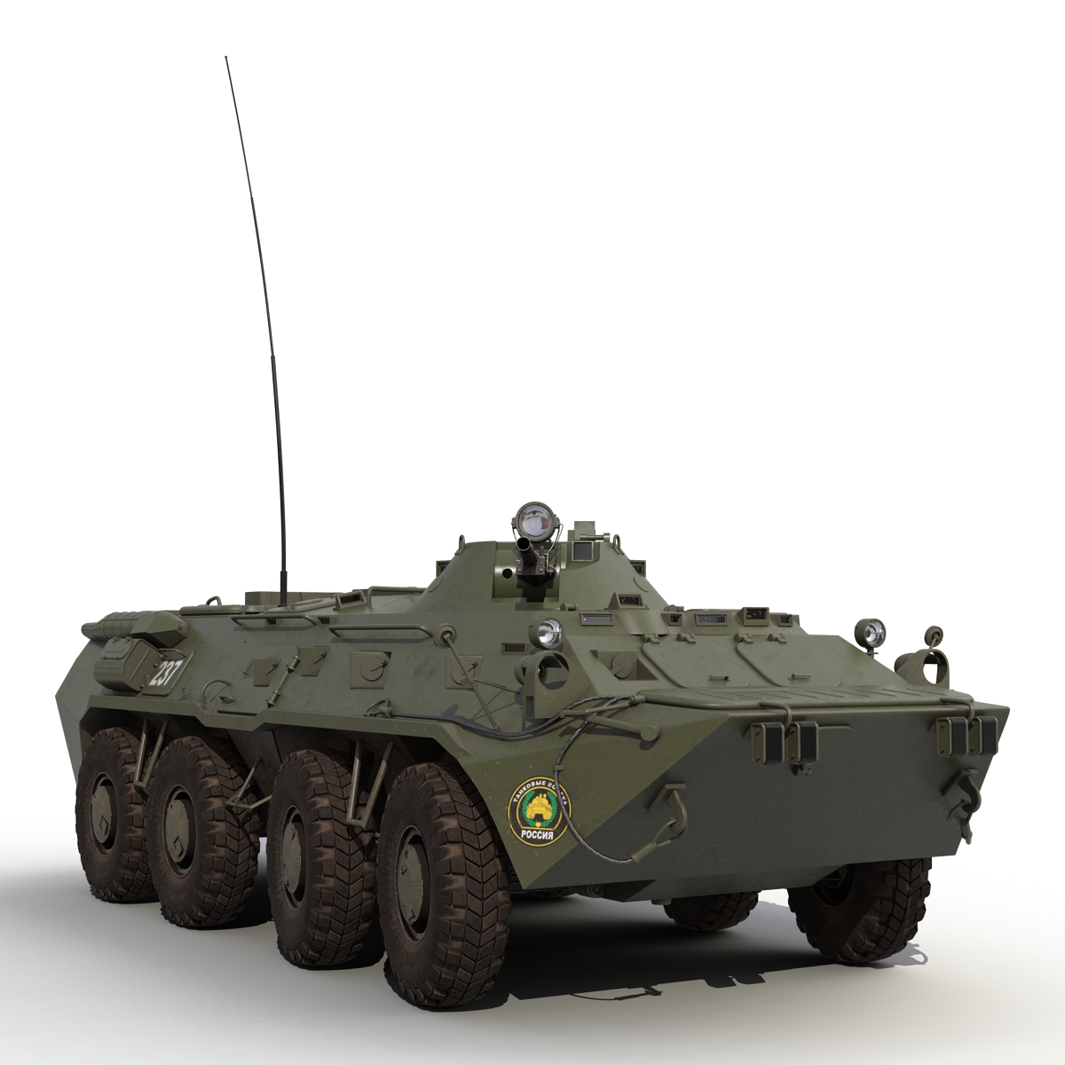 3D Amphibious Armoured Personnel Carrier BTR 80 Rigged