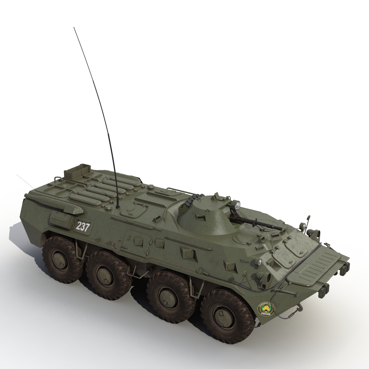 3D Amphibious Armoured Personnel Carrier BTR 80 Rigged