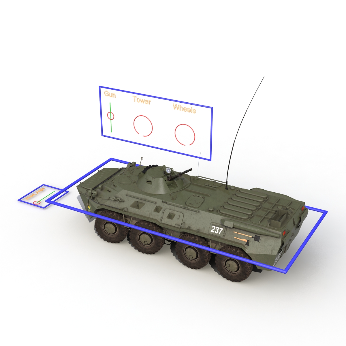 3D Amphibious Armoured Personnel Carrier BTR 80 Rigged