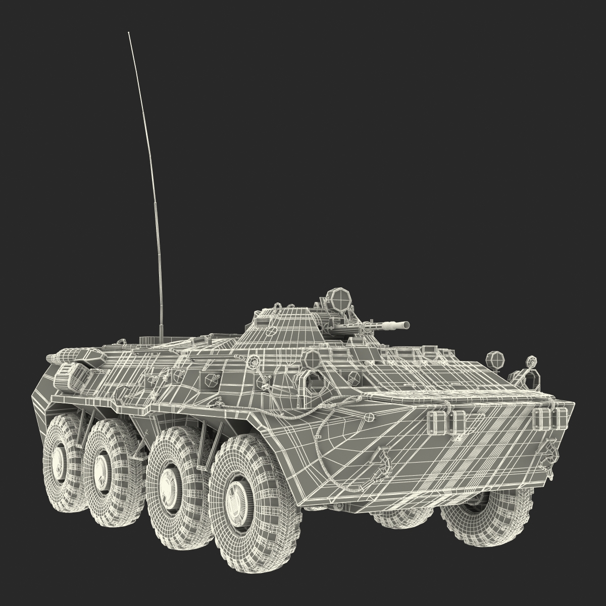 3D Amphibious Armoured Personnel Carrier BTR 80 Rigged