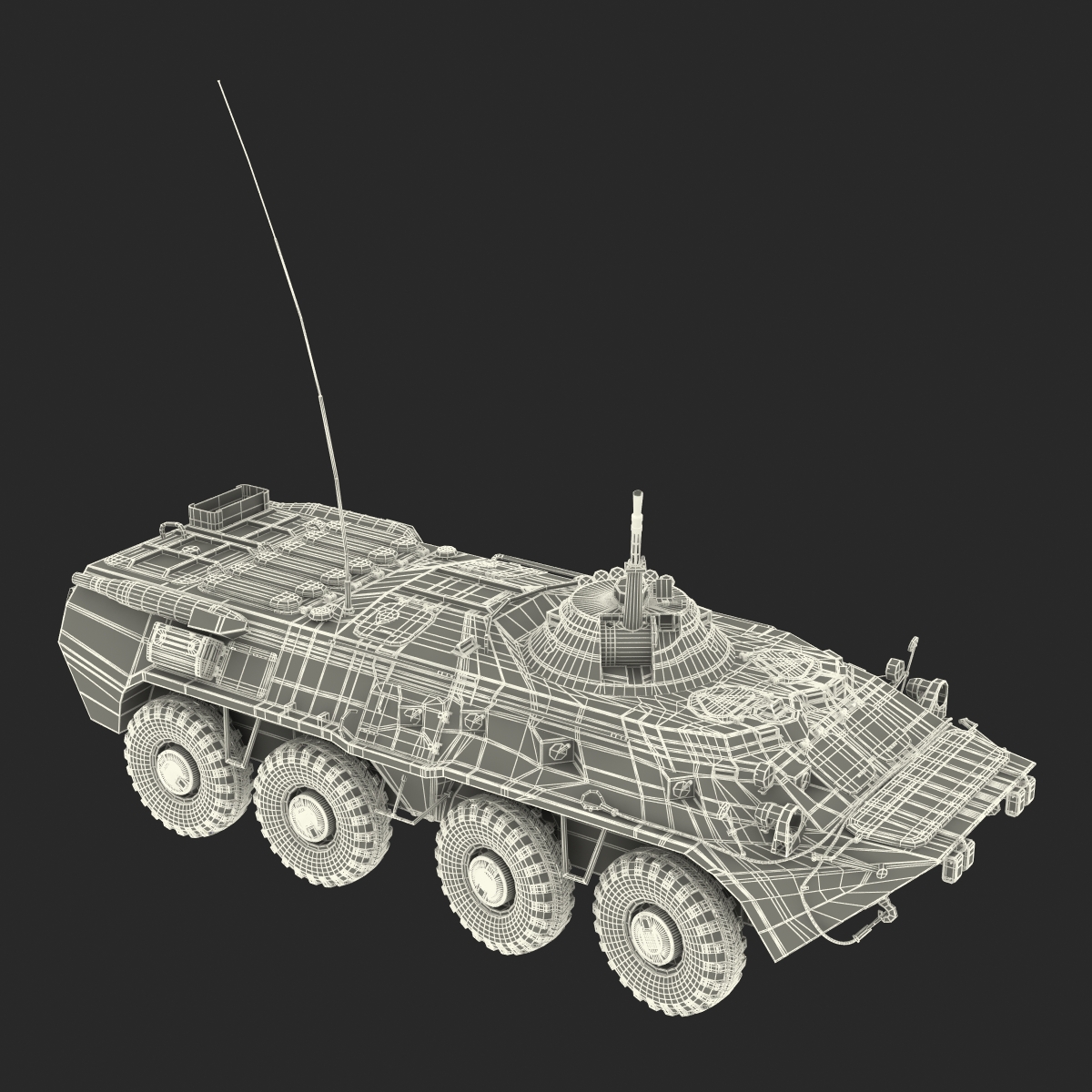 3D Amphibious Armoured Personnel Carrier BTR 80 Rigged