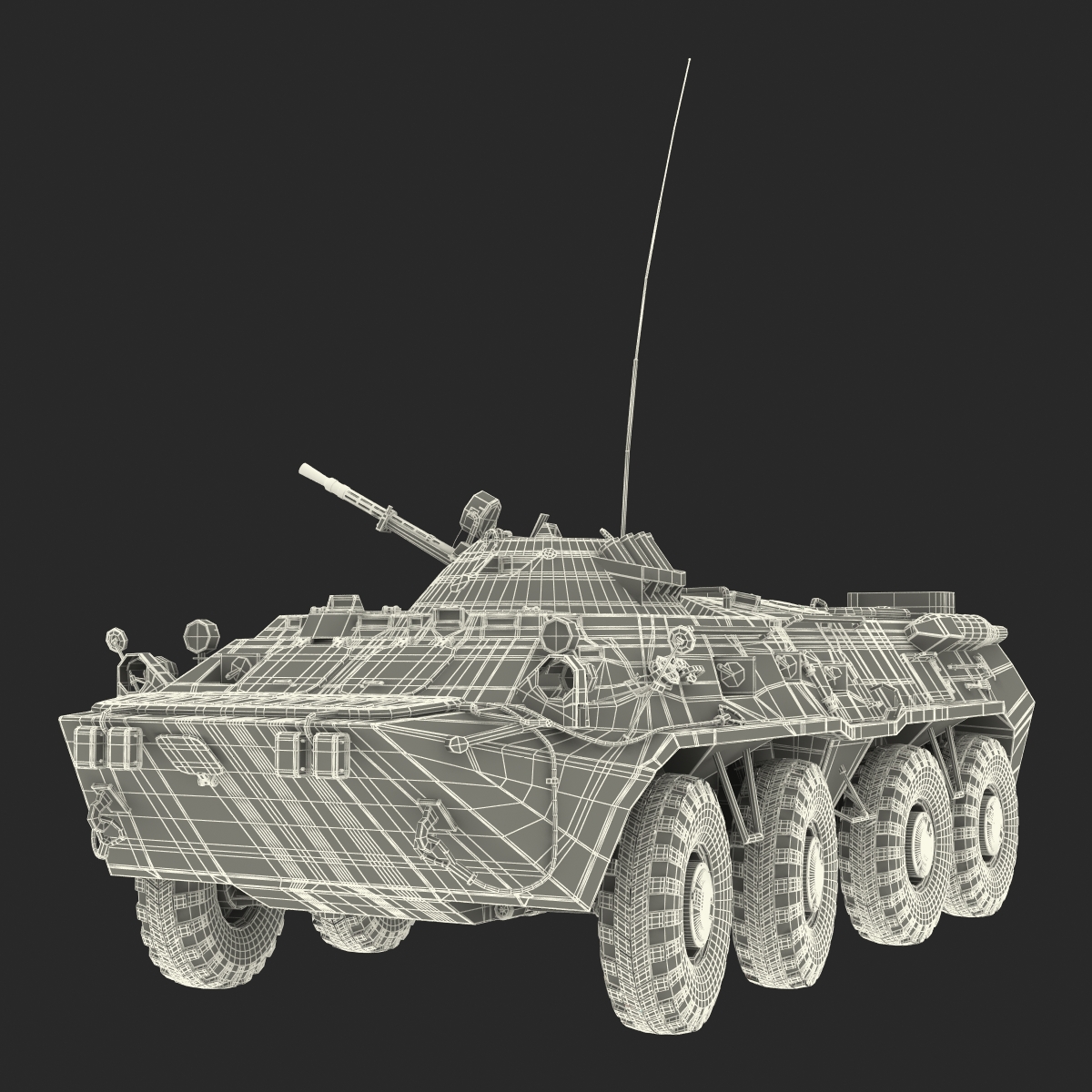 3D Amphibious Armoured Personnel Carrier BTR 80 Rigged