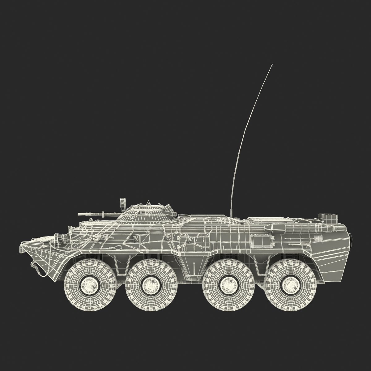 3D Amphibious Armoured Personnel Carrier BTR 80 Rigged