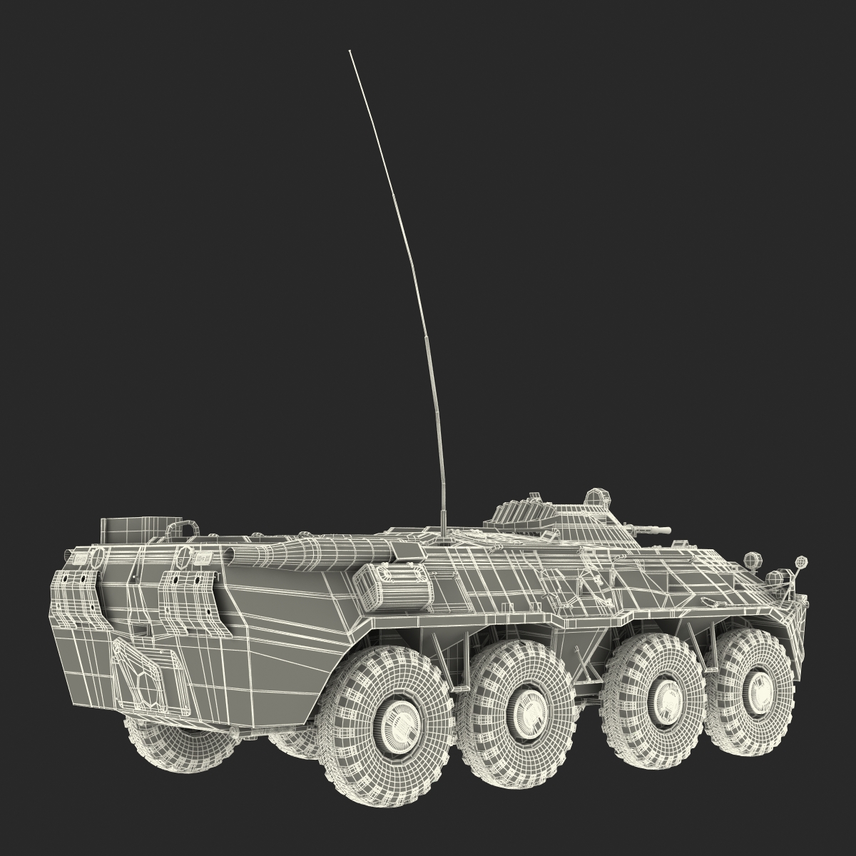 3D Amphibious Armoured Personnel Carrier BTR 80 Rigged