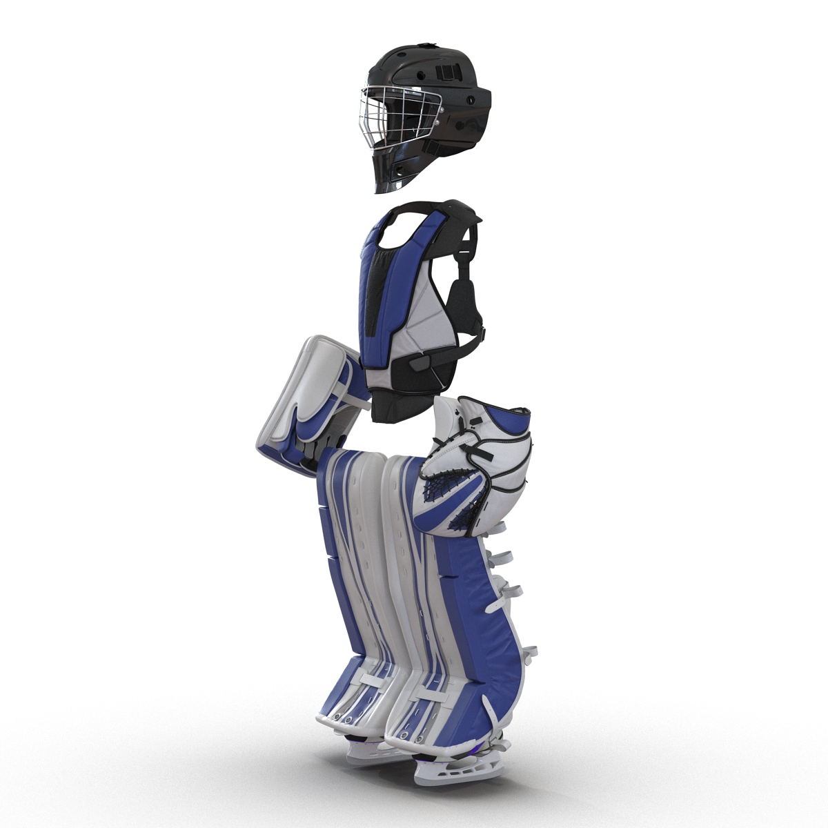 3D Hockey Goalie Protection Kit Generic Blue 3 model