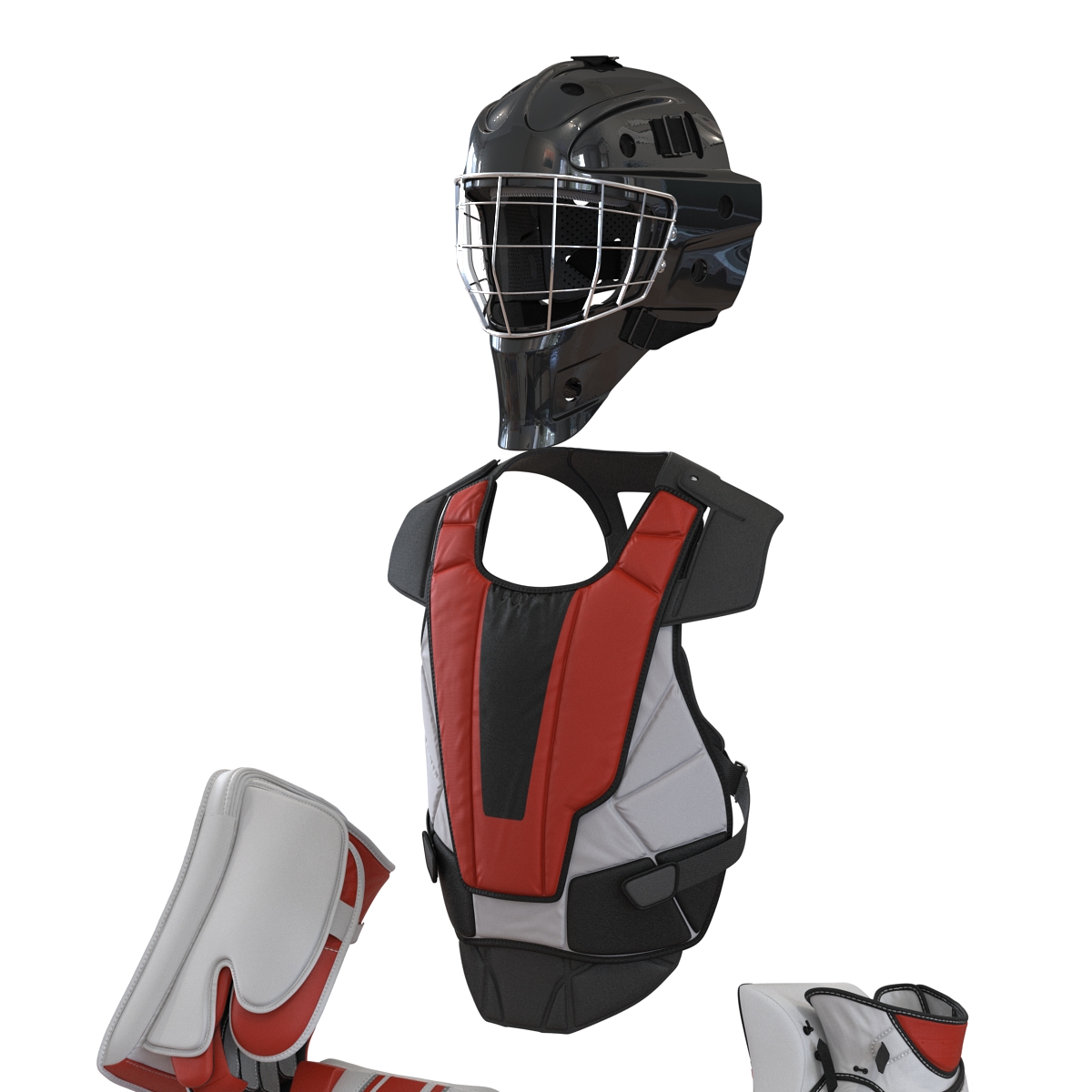 Hockey Goalie Protection Kit Generic Red 3 3D