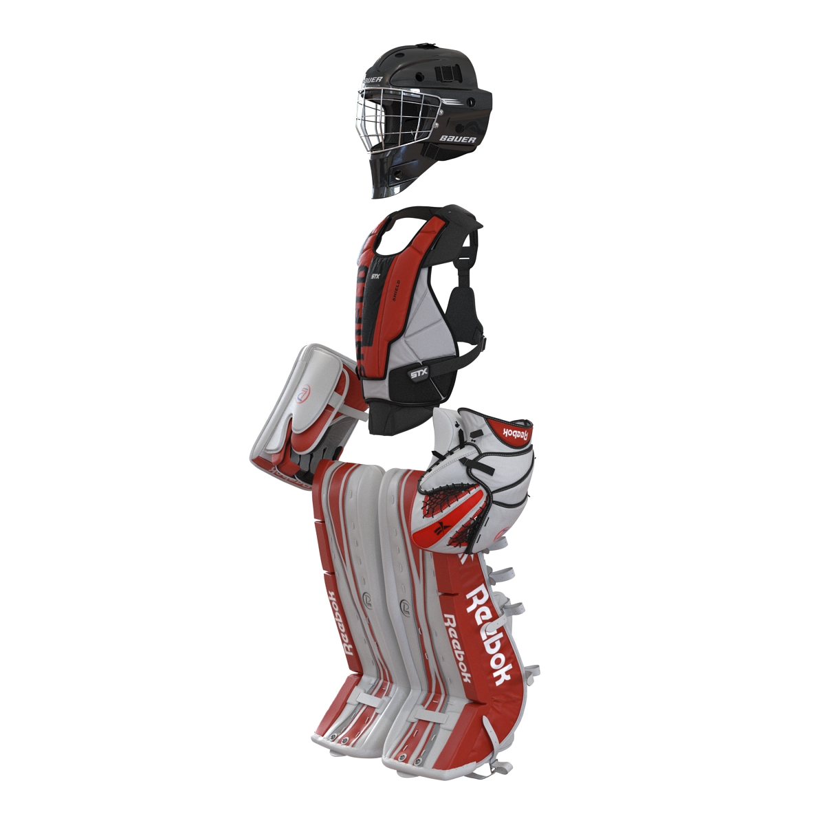 Hockey Goalie Protection Kit Red 2 3D model