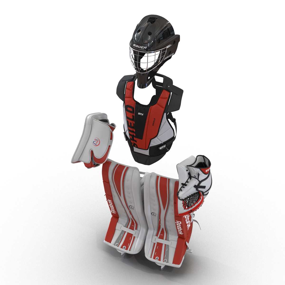 Hockey Goalie Protection Kit Red 3 3D model