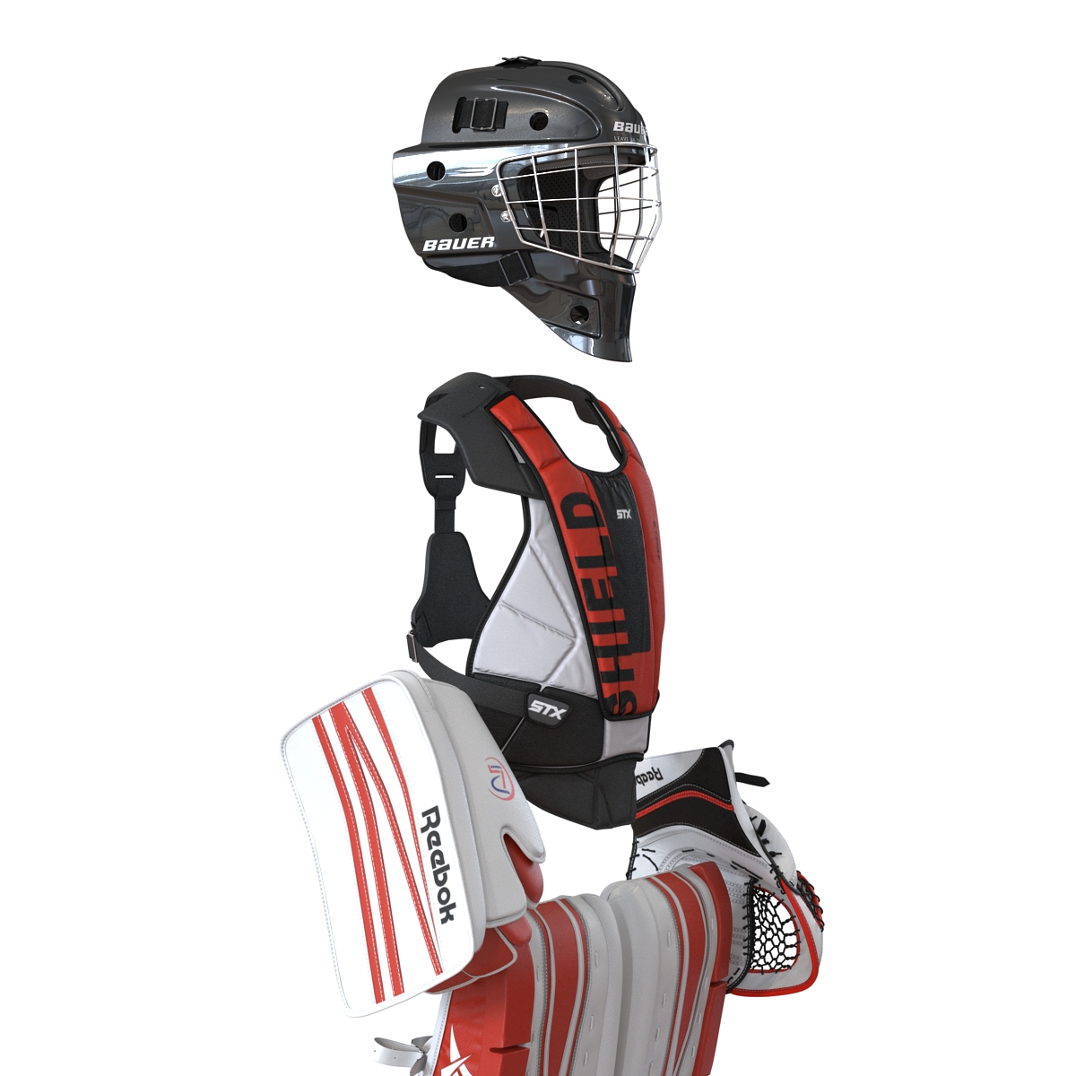 Hockey Goalie Protection Kit Red 3 3D model