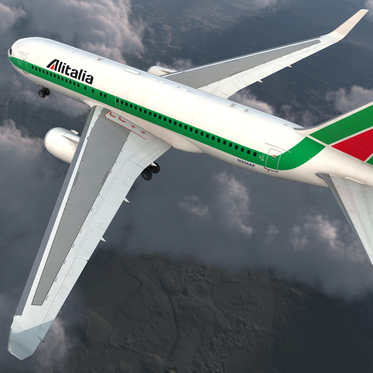 Boeing 767-200ER Alitalia Rigged 3D